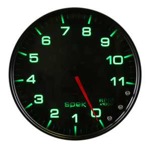 AutoMeter P23952 Autometer Spek-Pro Gauge Tachometer 5in 11K Rpm W/Shift Light & Peak Mem Black/Smoke/Black