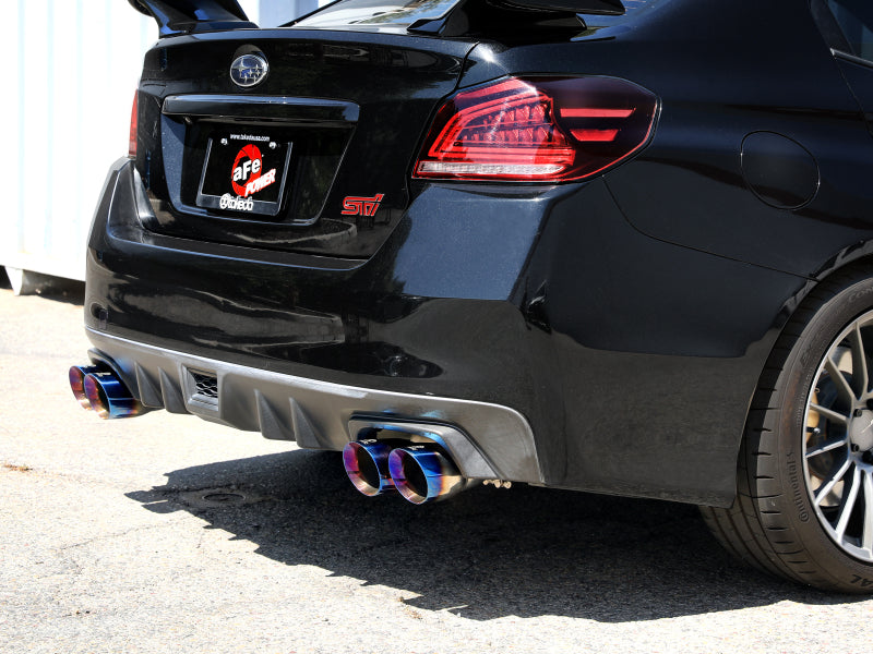 aFe 49-36810-L fits Subaru WRX/STi 15-21 H4-2.0/2.5L Takeda 3in to 2-1/2in Stnlss Cat-Back Exhaust w/ Blue Flame Tip
