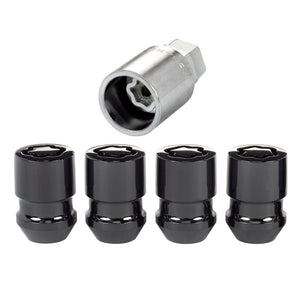 McGard 24025 Wheel Lock Nut Set - 4pk. (Cone Seat) 1/2-20 / 3/4 & 13/16 Dual Hex / 1.28in. Length - Blk