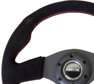 NRG RST-012S-RS  Reinforced Steering Wheel (320mm) Suede w/Red Stitch