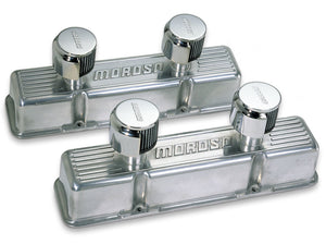 Moroso 68380 fits Chevrolet Small Block Valve Cover - 2 Covers w/2 Breathers - P