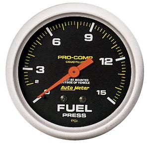 AutoMeter 5411 Autometer Liquid Filled Mechanical 66.7mm 0-15 PSI Fuel Pressure Gauge