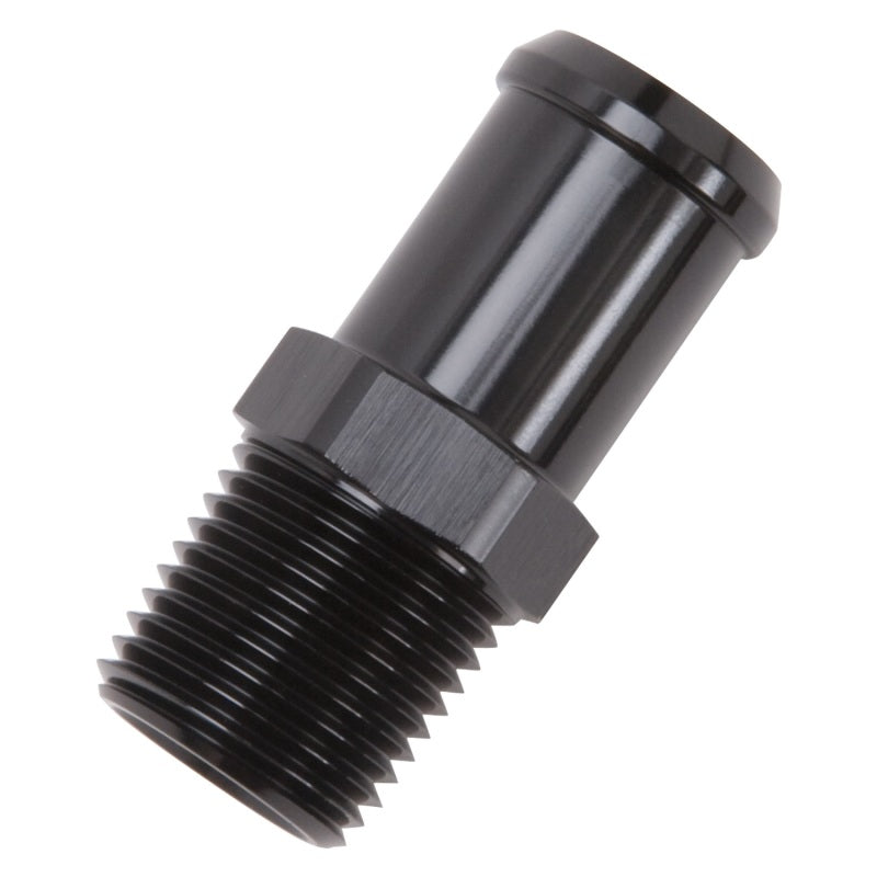 Edelbrock 8183 Hose End Straight 1/2In NPT to 3/4In Barb Black Anodize