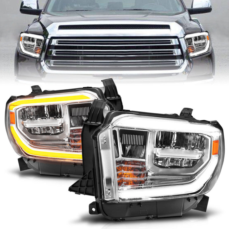 ANZO 111532 2017 fits Toyota 14-20 Tundra LED Crystal Headlights w/ Switchback Chrome Housing w/ DRL