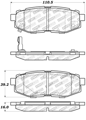 Stoptech 309.1124 Performance 06-10 fits Subaru Legacy Sedan/Outback/13 BRZ / 13 Scion FR-S Rear Brake Pads