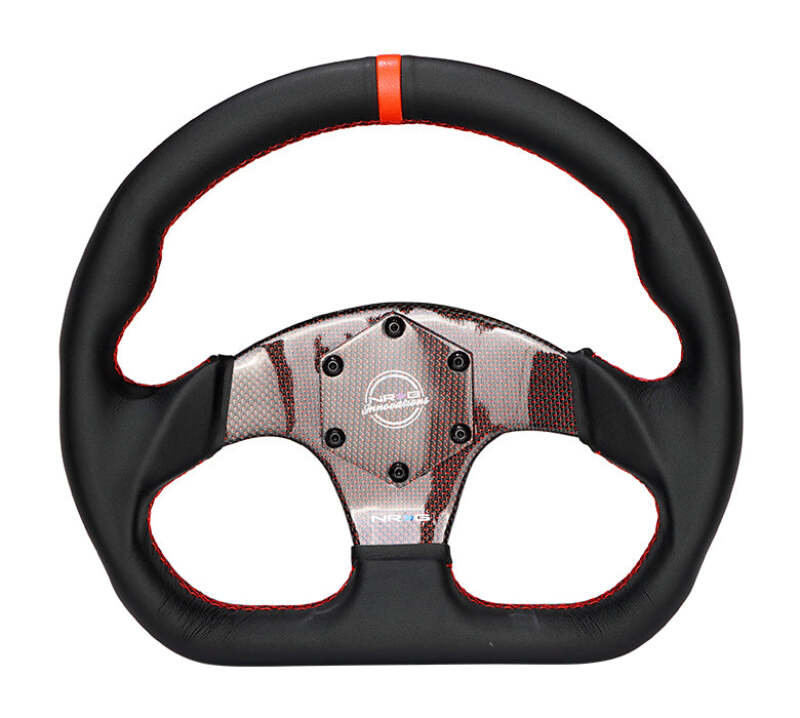 NRG RST-024CF RST-024CF/RD Carbon Fiber Flat Bottom Steering Wheel Red CF