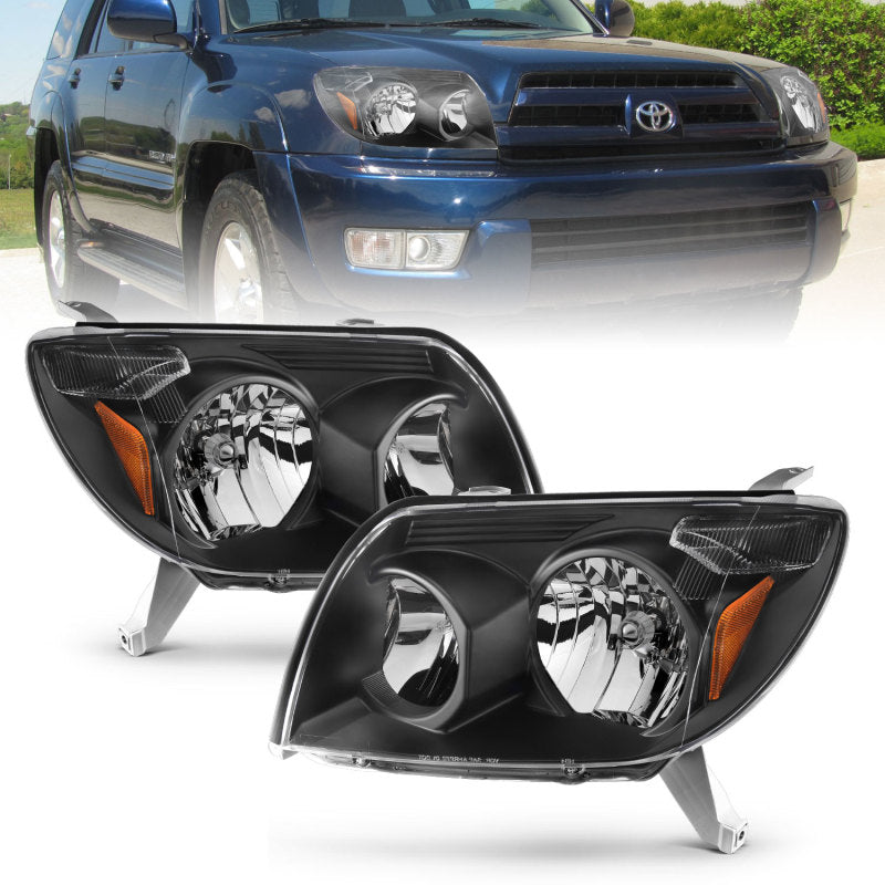 ANZO 111394 2005 fits Toyota 03-20 4Runner Crystal Headlights Black