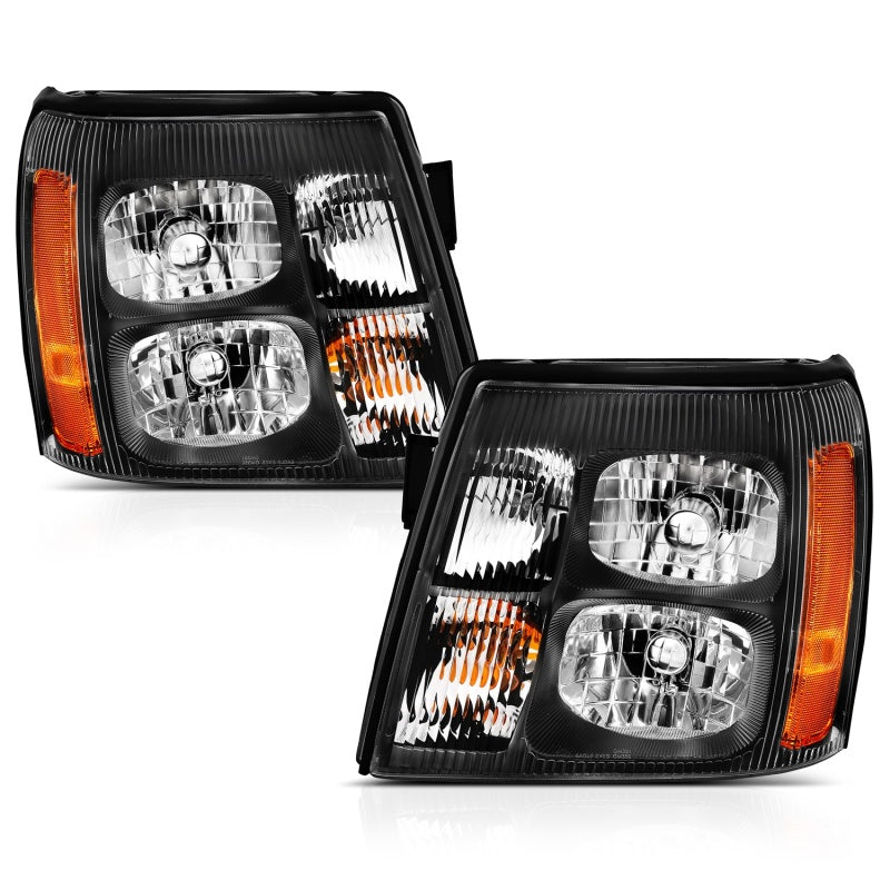 ANZO 111423 2006 fits Cadillac 03-20 Escalade Crystal Headlight Black Amber