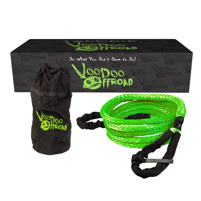 Voodoo Offroad 1300008A 2.0 Santeria Series 3/4in x 20 ft Kinetic Recovery Rope with Rope Bag - Green