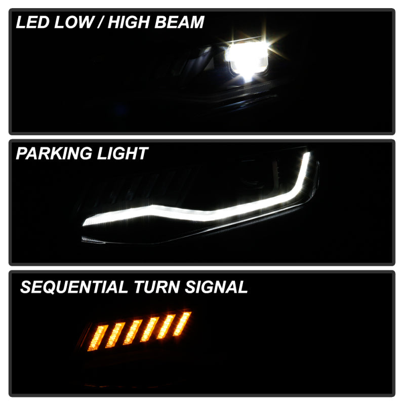 Spyder 5087317 fits Chevy 16-18 Camaro Halogen Model Full LED Headlights Black
