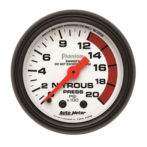 AutoMeter 5728 Autometer Phantom 52mm 0-2000 PSI Mechanical Nitrous Pressure Gauge