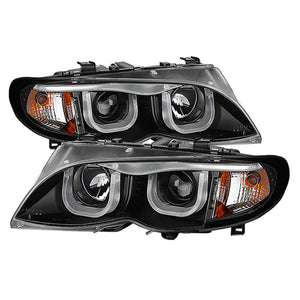 SPYDER 5031877 fits BMW E46 3-Series 4DR Projector Headlights 1PC 3D Halo Blk