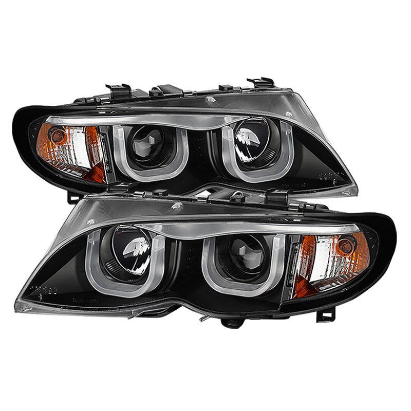 SPYDER 5031877 fits BMW E46 3-Series 4DR Projector Headlights 1PC 3D Halo Blk