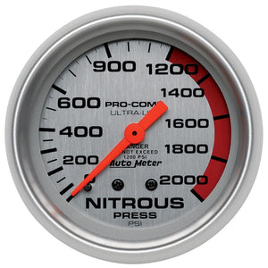 AutoMeter 4428 AutoMeter Gauge Nitrous Pressure 2-5/8in. 2000PSI Mechanical Ultra-Lite