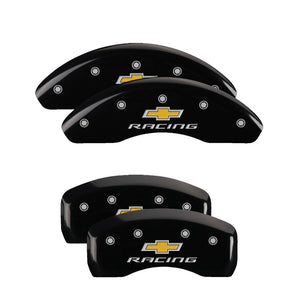 MGP 14239SBRCBK 4 Caliper Covers Engraved F & R fits Chevy Racing Black Finish S