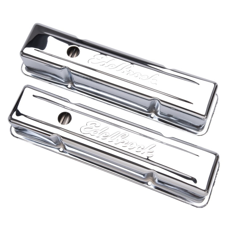 Edelbrock 4649 Valve Cover Signature Series fits Chevrolet 1959-1986 262-400 CI V8 Tall Chrome