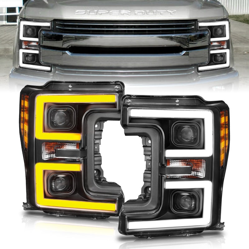 ANZO 111388 LED Headlights fits Ford 17-18 F-250 Super Duty Plank-Style L.E.D. Headlight Black (Pair)