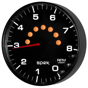 AutoMeter P238328 Autometer Spek-Pro Gauge Tachometer 5in 8K Rpm W/Shift Light & Peak Mem Black/Black