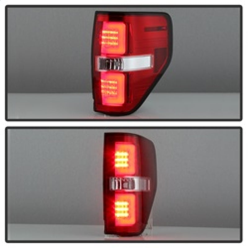 Spyder 5084224 fits Ford 09-14 F150 V2 Light Bar LED Tail Lights - Red Clear (A