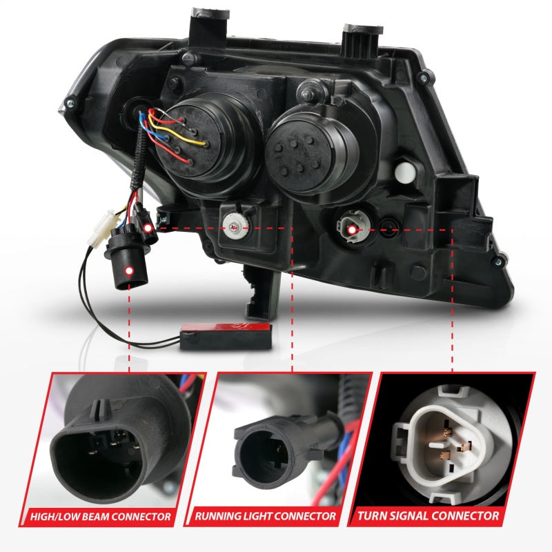 ANZO 111597 fits Nissan 09-20 Frontier Black Projector Plank Style DRL w/ Switchback & Sequential LED DRL