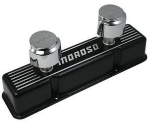 Moroso 68371 fits Chevrolet Small Block Valve Cover - 1 Cover w/2 Breathers - Bl