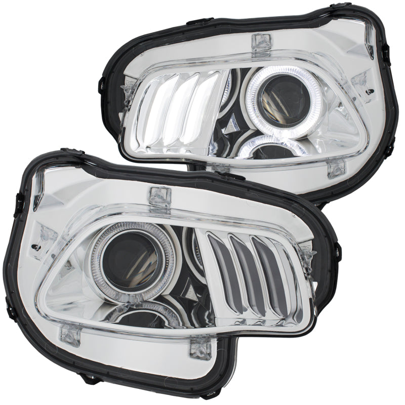 ANZO 111354 2016 fits Jeep 14-20 Cherokee Projector Headlights Chrome clear w/ white and Red