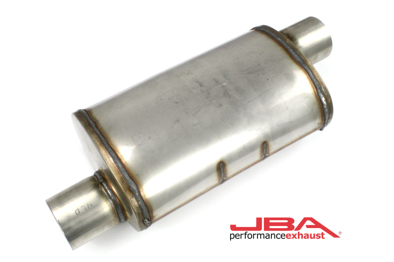 JBA 40-301400 Universal Chambered Style 304SS Muffler 14x8x5 3in Inlet Diameter Offset/Offset