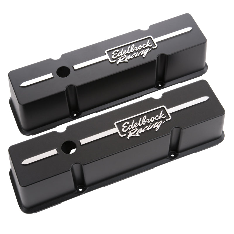 Edelbrock 41643 Valve Cover Racing Series fits Chevrolet 1959-1986 262-400 CI V8 Tall Black