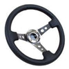 NRG RST-006GM RST-006GM Reinforced Steering Wheel Blk Leather w/Gunmetal Circle