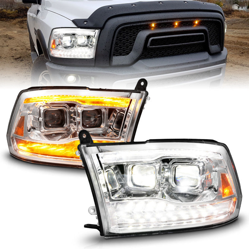 ANZO 111596 fits Dodge 09-18 Ram 1500/2500/3500 Full LED Proj Headlights w/Switchback Light Bar - Chrome