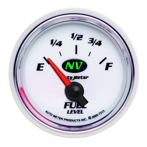 AutoMeter 7313 Autometer NV 2-1/16in 0 Ohms - Empty To 90 Ohms - Full Electric Fuel Level Gauge
