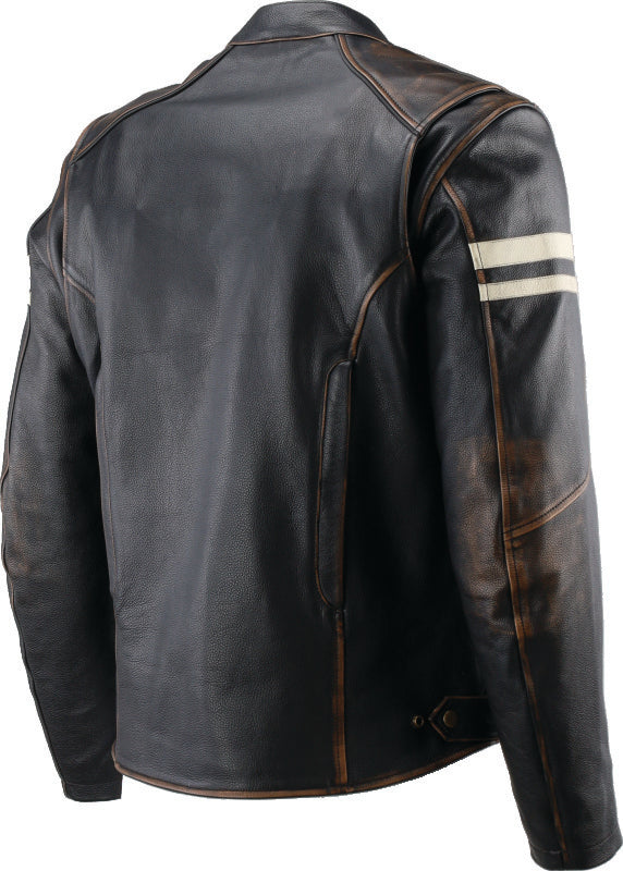 Kuryakyn 094382 Kuryakyn Leather By River Road Hoodlum Vintage Leather Jacket Black - Small