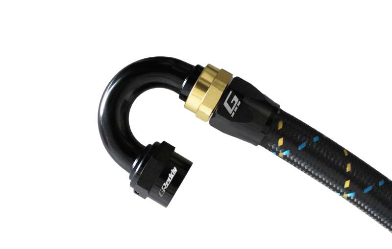 GReddy 12800818 AN08 180 DEGREE HOSE END SWIVEL BLACK/GOLD ANODIZED