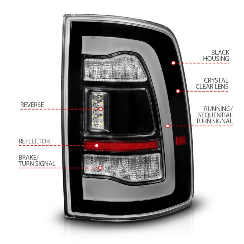 ANZO 311469 fits Dodge 09-18 Ram 1500 Sequential LED Taillights Black