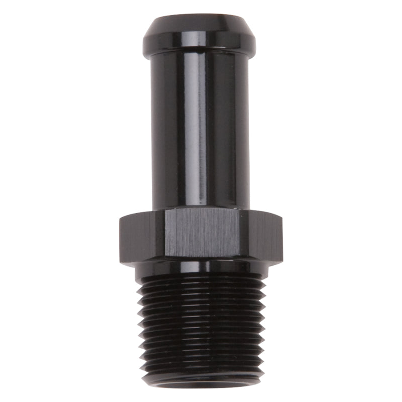 Edelbrock 8114 Hose End Straight 3/8In NPT to 1/2In Barb Black Anodize