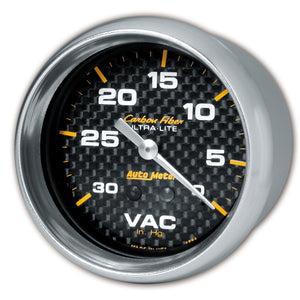 AutoMeter 4884 AutoMeter Gauge Vacuum 2-5/8in. 30Inhg Mechanical Carbon Fiber