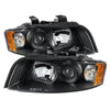 9025938 Xtune fits Audi 02-05 A4 Halogen Only Crystal Headlights Black HD-JH-A