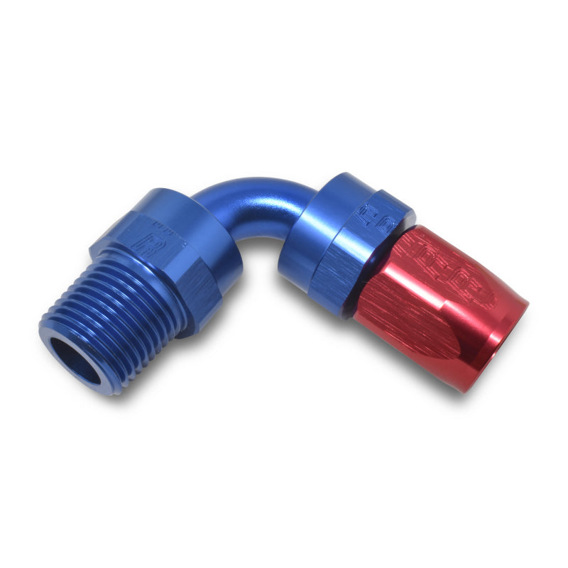 Russell 612130 Performance -12 AN Red/Blue 90 Deg Full Flow Swivel Pipe Thread Hose End (With 1/2in NPT)