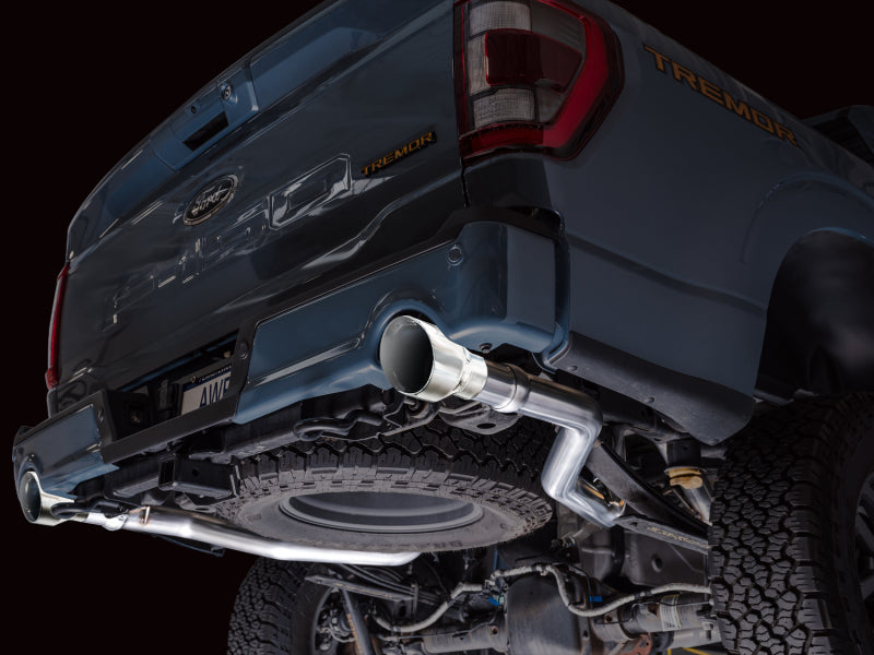 AWE Tuning 2021+ Ford F150 Tremor w/ Bumper Cutouts 0FG Resonated Catback w/ Chrome Silver Tips