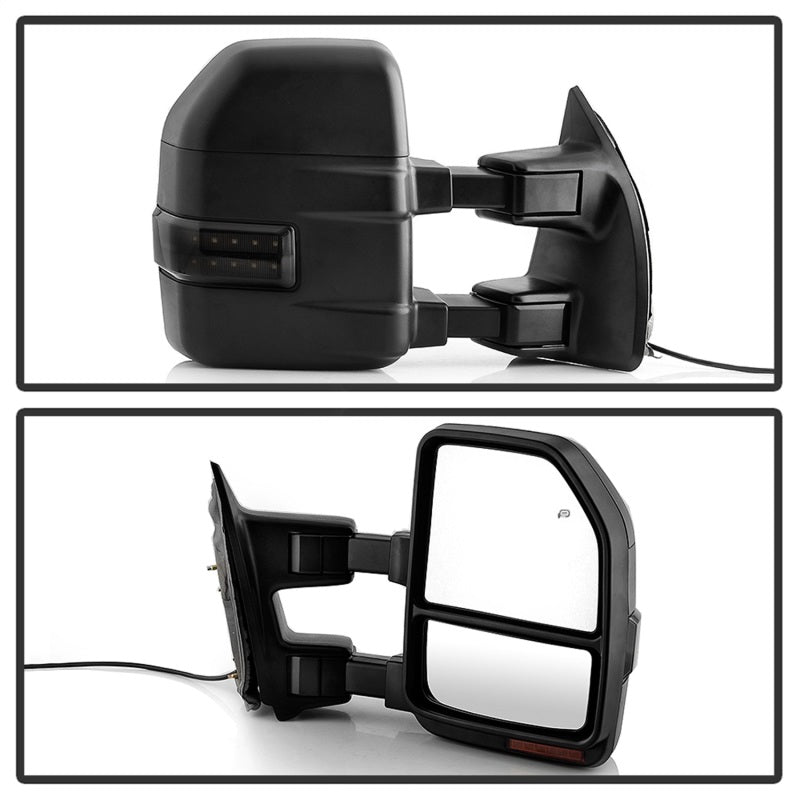 xTune 9943157 99-07 fits Ford SuperDuty Heated LED Telescoping Pwr Mirrors-Smk