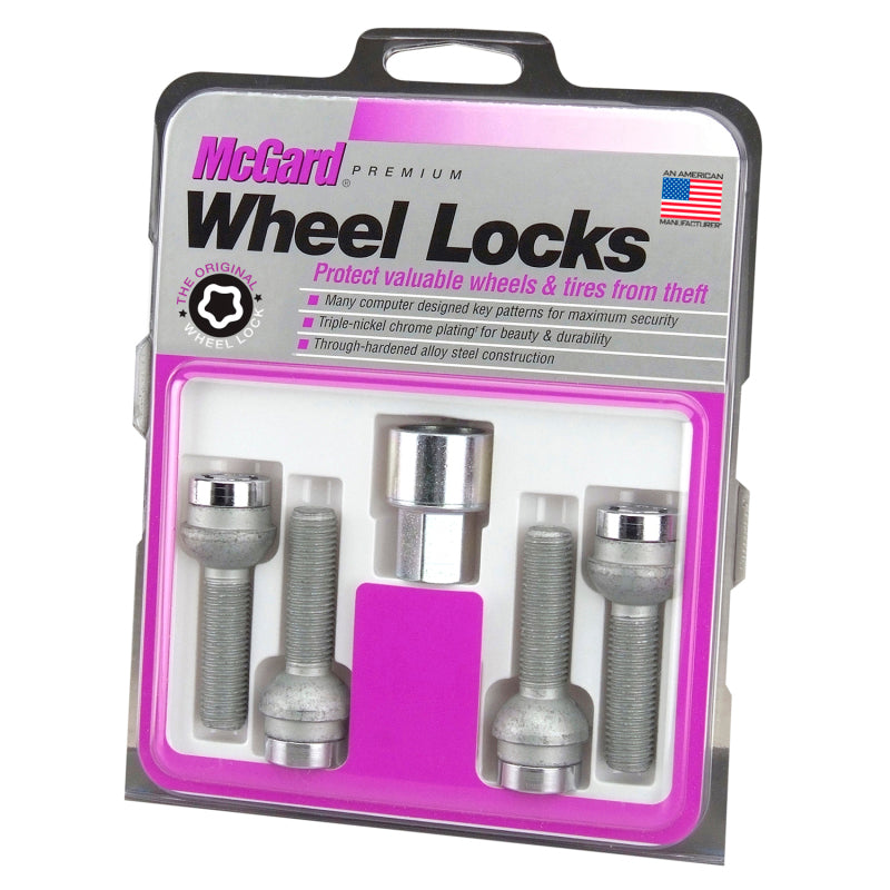 McGard 28023 Wheel Lock Bolt Set - 4pk. (Radius Seat) M12X1.5 / 17mm Hex / 39.9mm Shank Length - Chrome