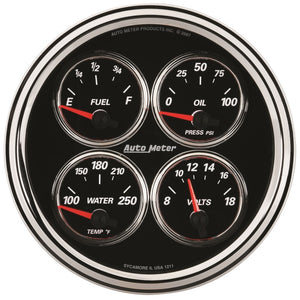 AutoMeter 1211 AutoMeter Gauge Quad 5in. 240 Ohm(e) to 33 Ohm(f) Elec Designer Black II