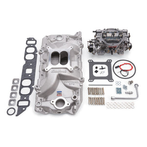 Edelbrock 2062 Manifold And Carb Kit Performer RPM Big Block fits Chevrolet Oval Port Natural Finish