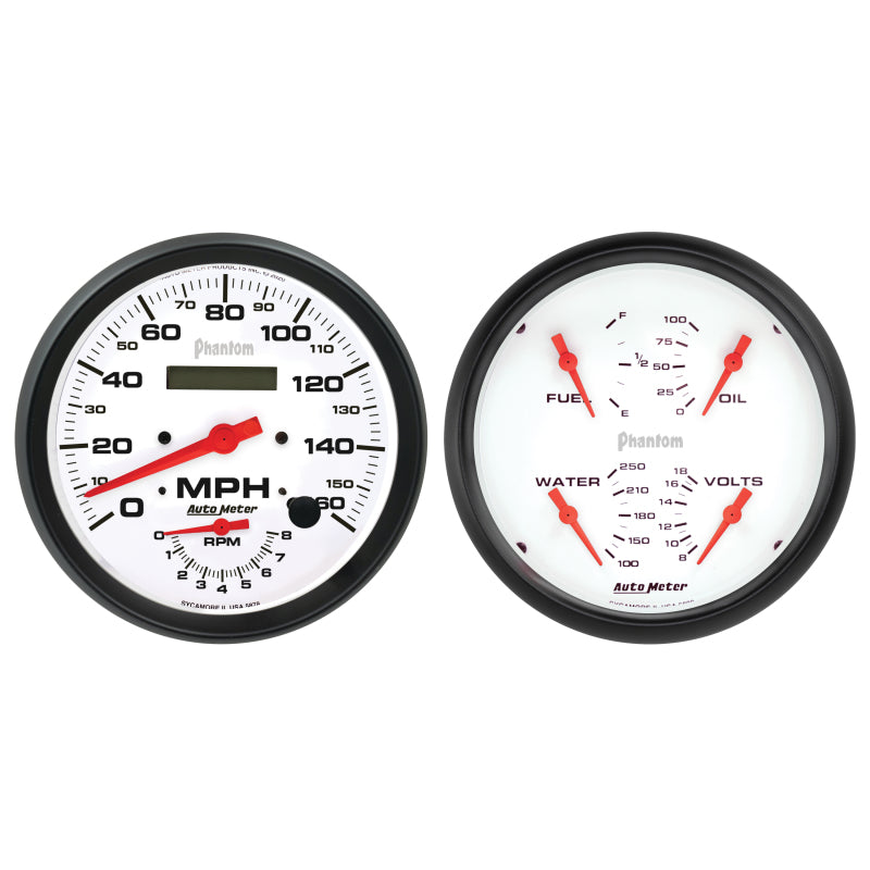 AutoMeter 5805 Autometer Phantom 2pc Gauge Kit Quad & Tach/Speedo 5in.