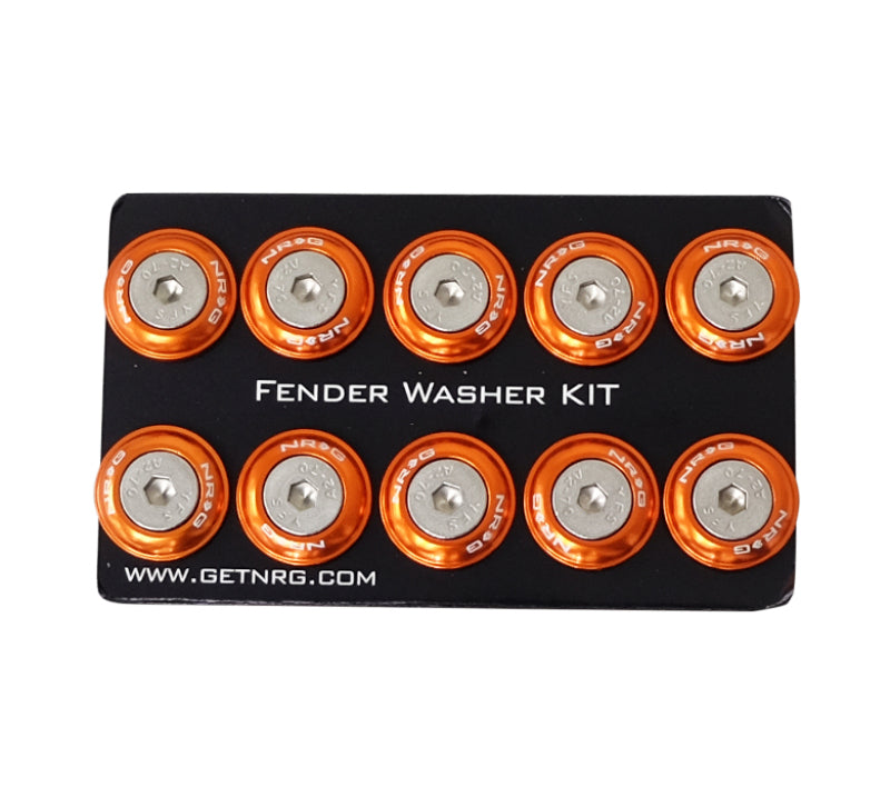 NRG FW-100OR Fender Washer Kit w/Rivets For Plastic (Orange) - Set of 10