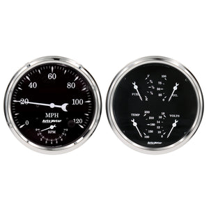 AutoMeter 1752 Auto Meter Old Tyme Black Quad & Tach/Speedo 5in. - 2 Pc.
