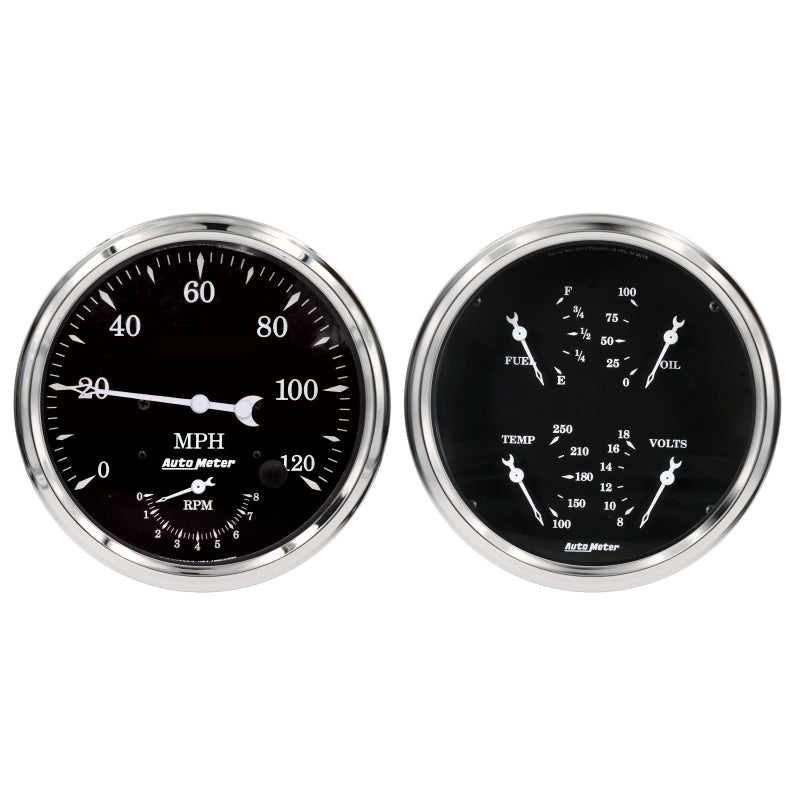 AutoMeter 1752 Auto Meter Old Tyme Black Quad & Tach/Speedo 5in. - 2 Pc.