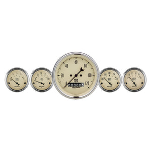 AutoMeter 1840 Autometer Antique Beige 5 Piece Kit 3-3/8in & 2-1/16 Elec. Speedometer Gauges