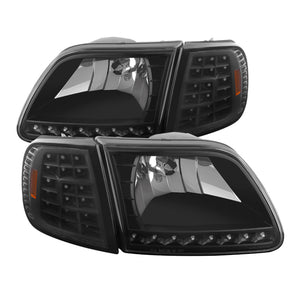 5014184 Xtune fits Ford 97-03 F150 Crystal Headlights w/ Clear LED Corners Bla