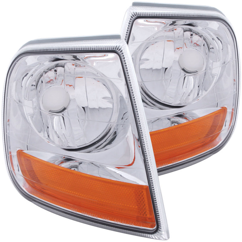 ANZO 521026 Corner Lights 1903 fits Ford 97-20 F-150 HARLEY - DAVIDSON Style Corner Lights Chrome w/ Amber Rflct